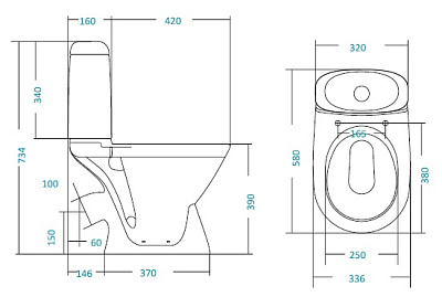 Унитаз-компакт Santek Римини WH110128 косой выпуск