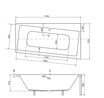Акриловая ванна BESCO Infinity 170 P