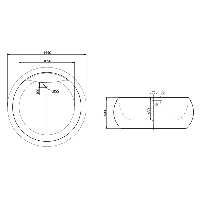 Акриловая ванна BELBAGNO 155x155
