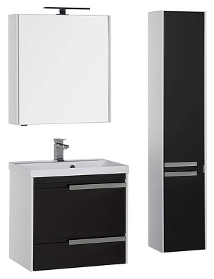 Тумба с раковиной Aquanet Тиволи 70 черная