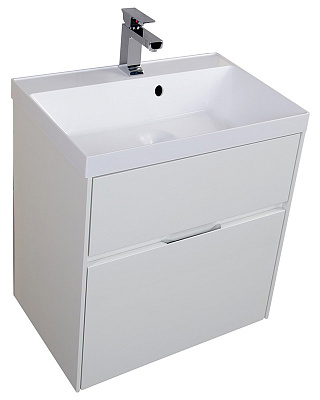 Тумба с раковиной Aquanet Латина 60 2 ящика белая