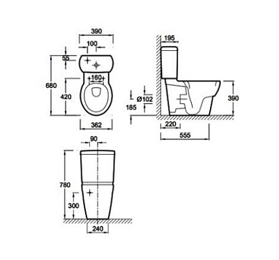 Чаша для унитаза-компакта Jacob Delafon Ove E1540 (19974W)