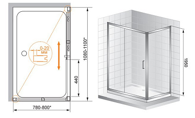 Душевой уголок Cezares Porta AH11 120/100 C Cr