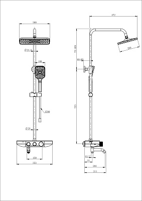 Душевая система с термостатом WONZON & WOGHAND, Белый матовый WW-B3099-A-MW