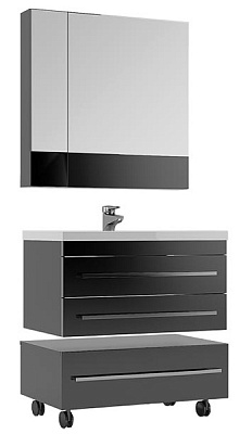 Тумба с раковиной Aquanet Верона 75 подвесная черная