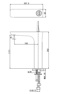 Смеситель для раковины высокий WONZON & WOGHAND SHARK, Хром WW-48B1102-CR