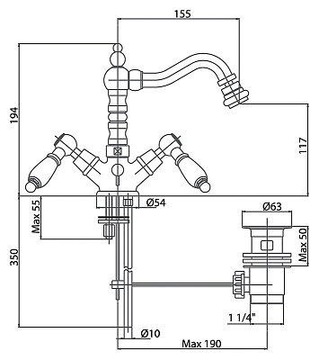Смеситель Caprigo Adria Classic 03-033-vot для биде