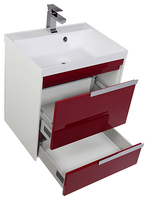 Тумба с раковиной Aquanet Тиволи 60 бордо