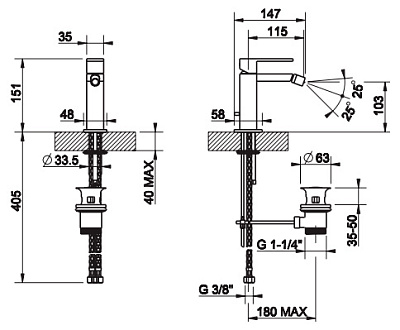 Смеситель Gessi Rettangolo 20007 для биде