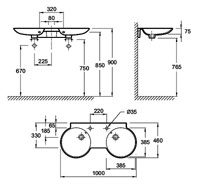 Раковина Jacob Delafon Formilia Spherik E4502 двойная