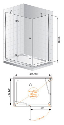 Душевой уголок Cezares Verona AH1 100/80 C Cr