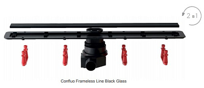 Confluo Frameless Line 850 Black Glass Линейный трап PESTAN