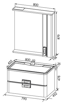 Мебель для ванной Aquanet Паллада 80 слоновая кость