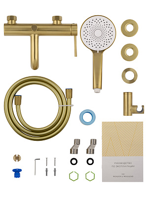Смеситель для ванны с душем WONZON & WOGHAND STICK, Брашированное золото WW-88639017-BG