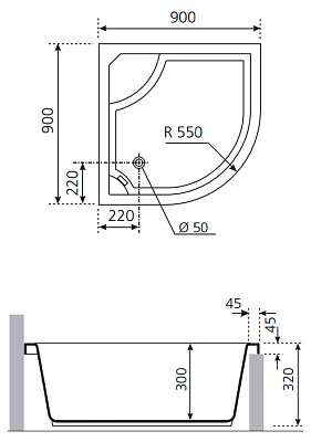 Поддон для душа Novellini Cup 1 90x90 см полувстраиваемый
