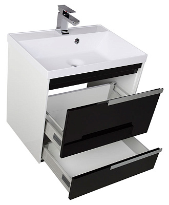 Тумба с раковиной Aquanet Тиволи 70 черная