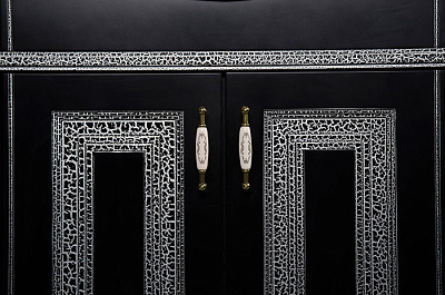 Тумба с раковиной Aquanet Валенса 70 черный краколет/серебро