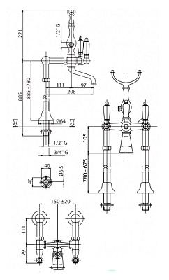Смеситель Cezares Diamond DIAMOND-VDP-01-Sw напольный