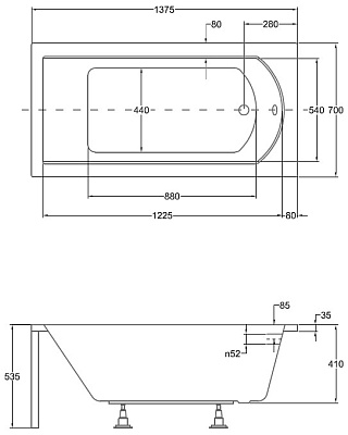 Акриловая ванна BESCO Shea 140x70