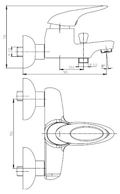 Смеситель E.C.A. Orca 102102409 для ванны с душем