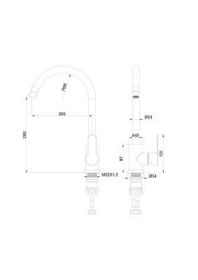 Смеситель для кухни WONZON & WOGHAND, Черный матовый WW-AE4554-MB