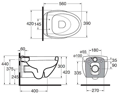 Унитаз подвесной Azzurra Clas CLA100B1/SOSK
