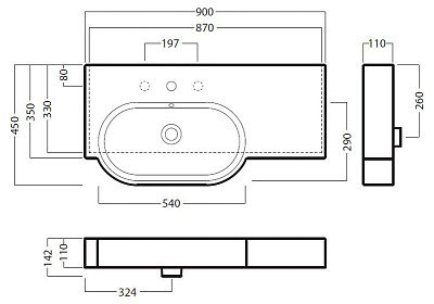 Раковина Hatria Area SX (90 см) L