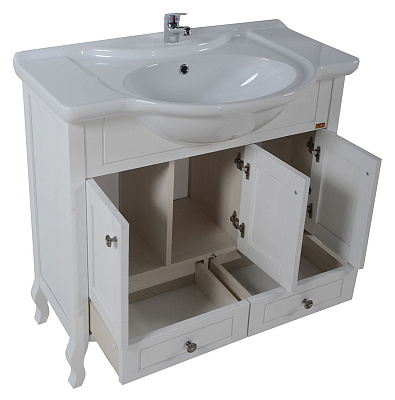 Тумба с раковиной ASB-Mebel Флоренция 85 белая патина сребро