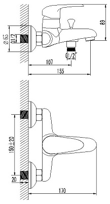 Смеситель Lemark Pramen LM3302C для ванны с душем