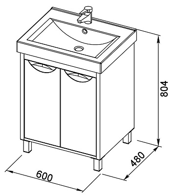 Тумба с раковиной Aquanet Гретта 60  2 двери венге