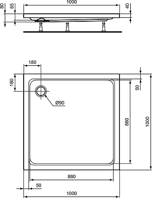 Поддон для душа Ideal Standard Hotline 100х100 K276801 Белый