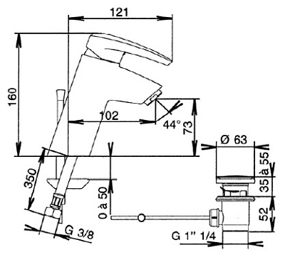 Смеситель Jacob Delafon Panache E72240-CP для раковины