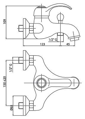 Смеситель Caprigo Maggiore 11-010-crm для ванны с душем
