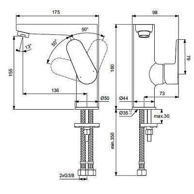 Смеситель Ideal Standard Cerafine O BC555AA для раковины