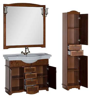 Тумба с раковиной Aquanet Луис 110 NEW темный орех