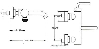 Смеситель Jacob Delafon Purist E14589-4A-CP ванны с душем