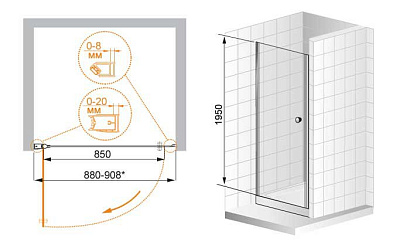 Душевая дверь в нишу Cezares Elena B11 40/60 P Cr L
