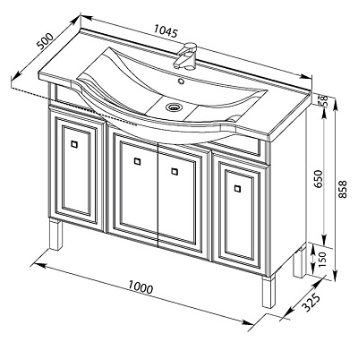 Тумба с раковиной Aquanet Стайл 105 с дверками