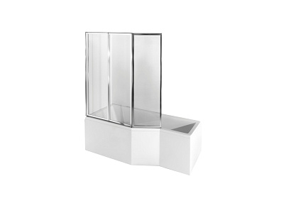 Акриловая ванна BESCO INTEGRA с душевой шторкой из 3 частей 150x75 L