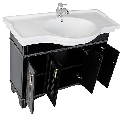 Тумба с раковиной Aquanet Валенса 110 черный краколет/серебро