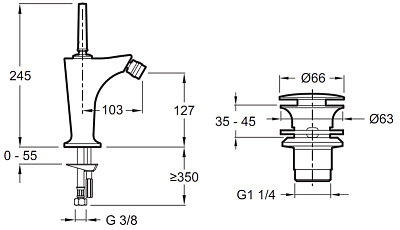 Смеситель Jacob Delafon Margaux E16224-4-CP для биде