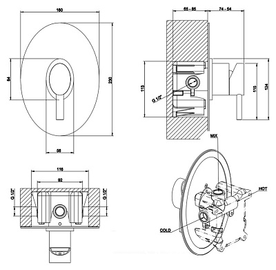 Смеситель Gessi Ovale 23061 для душа