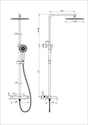 Душевая система WONZON & WOGHAND STICK, Брашированный никель WW-88739017-BN