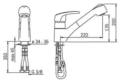Смеситель Oras Safira 1032F для кухни с выдвижным изливом