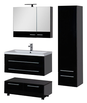 Тумба с раковиной Aquanet Нота 90 черная