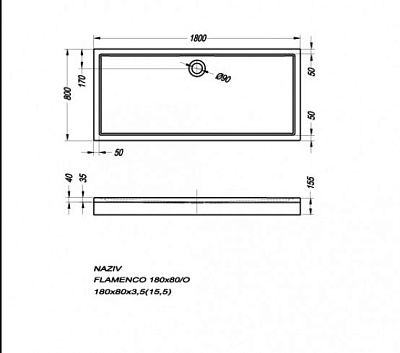 Поддон для душа Kolpa San Flamenco 180x80