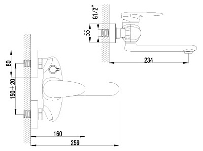 Смеситель Lemark Status LM4414C для ванны с душем