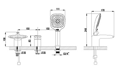 Смеситель Lemark Status LM4445C на борт ванны