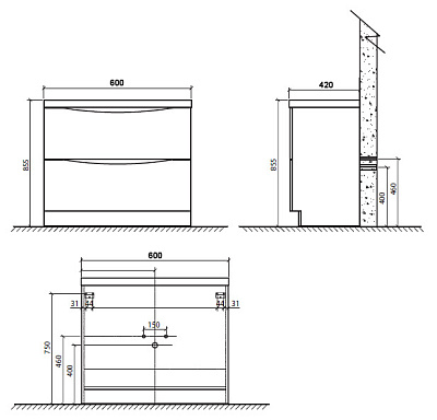 Тумба с раковиной BelBagno Ancona-N 60 bianco lucido напольная