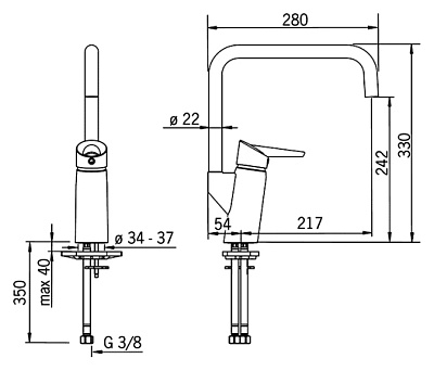 Смеситель Oras Optima 2733F для кухонной мойки высокий